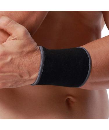 NeoTech Care Wrist Band Support Sleeve - Elastic Breathable Compression Brace for Tennis Gym Tendonitis - Black Size L - Buy Online on GoSupps.com