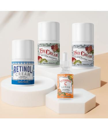 LilyAna Naturals Skincare Gift Set: Retinol Cream, Vitamin C Serum, Eye Cream & Face Moisturizer - Anti-Aging Core 4 Set for Women - Buy Online on GoSupps.com