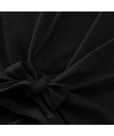 Girls Casual Button Front Tunic Top | Short Sleeve Knot Blouse | Kids T-Shirt | Size 6-7 Years | Color: Black - Buy Online on GoSupps.com