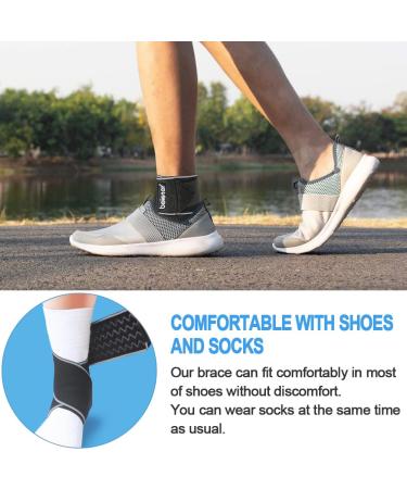 Beister Adjustable Compression Ankle Brace Elastic Foot Support Wrap Sprains Foot Brace for Sports Protect Arthritis Plantar Fasciitis Achilles Tendonitis Grey 1 Pair (Pack of 1) - Buy Online on GoSupps.com