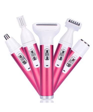 Electric Razor for Women,Body Hair Removal for Legs Eyebrow Nose Face Bikini Area Pubic Underarms.Wet & Dry Painless Shaver Rechargeable Multifunction Portable 5 in 1 Changeable Trimmer Set