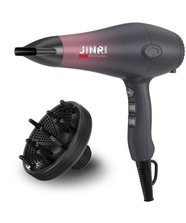 Infrared Hair Dryer JINRI Professional Ionic Blow Dryers 1875 Watt Fast Drying Hairdryer with Comb & Diffuser & Concentrator
