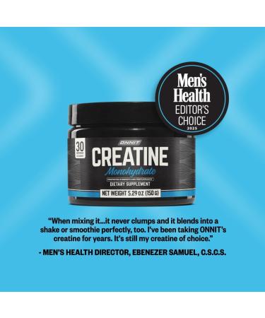 ONNIT Creatine Monohydrate Powder IGEN(TM) Non-GMO Tested 5g Premium Creatine for Muscle Strength Power and Lean Mass Supports Brain Health Brain Cellular Energy Unflavored 30 Servings 5.29 oz 30 Count - Buy Online on GoSupps.com