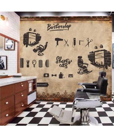 Barbershop Wall Sticker - Cute Mirror Chair Razor & Scissors Designs | Removable PVC Decor for Hair Salon | 25x40 cm (Black-JWH209 - Buy Online on GoSupps.com