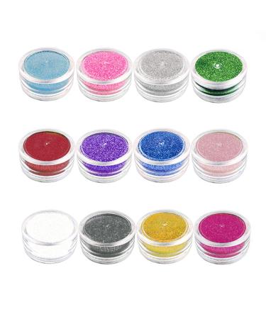 Artibetter 12PCs Biologically degradable fine glitter extra fine glitter sequin crafts glitter glitter sequin flakes for face body eye hair nail festival
