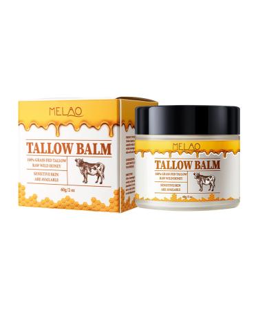 Tallow and Honey Balm for Skin Care - Grass-Fed Beef Tallow & Raw Wild Honey Blend - All Natural Moisturizing Body Oil (2 oz)
