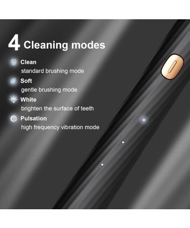 Sonic Electric Toothbrush for Adults - 8 Brush Heads 4 Modes IPX8 Waterproof 45000 VPM 2-Minute Timer Fast Charge - Perfect Christmas Gift in Black - Buy Online on GoSupps.com