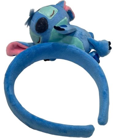 Stitch Minnie Mouse Disney Inspired Alice Headband With Plush Character Mascot Sleeping Hugging Woman Girls Head Band Light Blue 20cm - Buy Online on GoSupps.com