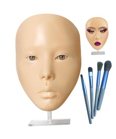 Makeup Practice Face for Beginner Silicone Full Makeup Practice Face Board Reusable Makeup Practice for Eyebrow Eyeliner Foundation White Skin Makeup Practice Face