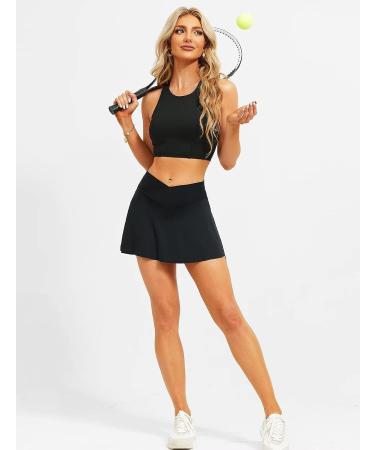 TZLDN Women's High Waisted Tennis Skirt with Shorts and Pockets - Black Large - Buy Online on GoSupps.com