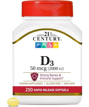 21st Century D3-2000 IU Softgels - 250 ct Pack of 2