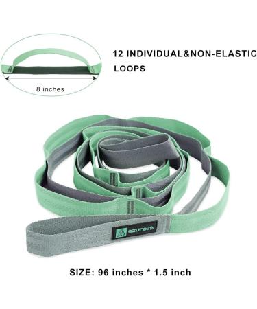 A AZURELIFE Premium Durable Cotton Stretch Non-Elastic Yoga Strap for Stretching - Green-12 loops - Buy Online on GoSupps.com