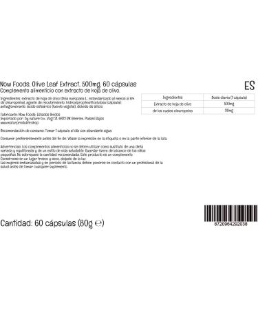 Now Foods Olive Leaf Extract 500mg - 60 Vegan Capsules | Lab-Tested, Soy-Free, Gluten-Free, Vegetarian, Non-GMO - Buy Online on GoSupps.com