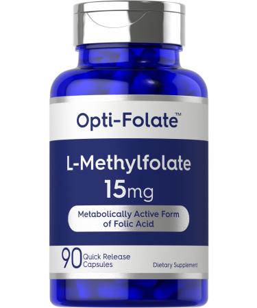 L Methylfolate 15mg | 90 Capsules | Max Potency | Optimized and Activated | Non-GMO, Gluten Free | Methyl Folate, 5-MTHF | by Opti-Folate