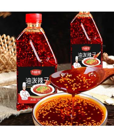 Sichuan flavor oil spiced chili sauce spicy red oil Chili oil chinese seasoning sauce spicy Chili sauce and paste sesame red oil Chili sauce salad dressing (Spicy taste 200g*1 can) Spicy taste 200g*1 can