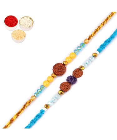Ghasitaram Gifts Rakhi for Brother Rakhis Online - Set of 2-1906 and 1907 Rudraksh Rakhis