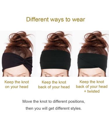 Women's Workout Yoga Twisted Headbands 6 Pack - Wide Knot Soft Hair Bands for Styling - Solid Colors - Buy Online on GoSupps.com