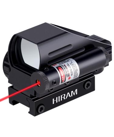 Hiram 1x22x33 Holographic Reflex Scope Sight with 4 Reticles Red and Green Dot with Red Laser