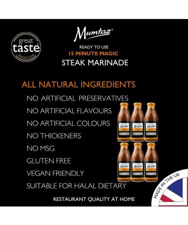 Mumtaz STEAK Marinade Sauce - Pack of 6x500g 15 Minute Magic Marinade Medium Spiced BBQ-Grill-Roast-Stir or Air fry All Natural Ingredients Gluten Free Vegan Friendly. - Buy Online on GoSupps.com
