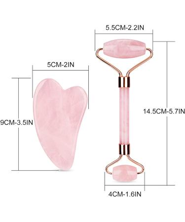 Jade Roller Gua Sha Facial Tools Set - Rose Quartz Stone Face Neck Body Guasha Board Face Roller Massager Muscle Relaxing Relieve Wrinkles(Pink) - Buy Online on GoSupps.com