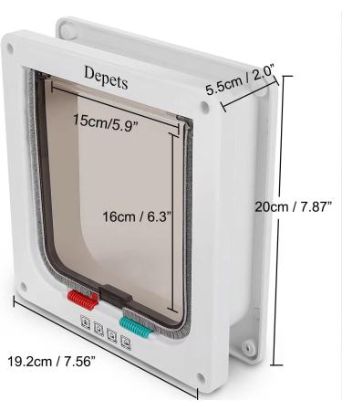 Depets Medium Cat Flap Door with 4 Way Lock - Weather-Resistant Magnetic Pet Door Kit (7.5 x 7.8) - White Cat Door for Cats & Dogs - Buy Online on GoSupps.com
