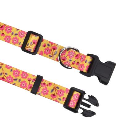 Mihqy Adjustable Soft Nylon Dog Collar - Comfortable Yellow Flower Design for Small to Medium Dogs & Cats (L Neck 38-63 cm) - Buy Online on GoSupps.com