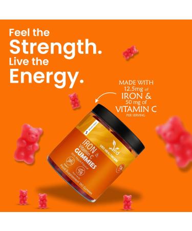 Iron Supplement Gummies 12.5 mg for Women & Men - Iron Gummies with Vitamin C - Chewable Prenatal & Adult 120 Iron Gummies - Buy Online on GoSupps.com