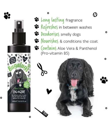 BUGALUGS Dog Cologne perfume - dog deodorant deodoriser spray use with professional groom Dog Shampoo For Dogs Cats & Pets (Aloe & Kiwi 200ml) Aloe & Kiwi 200 ml (Pack of 1) - Buy Online on GoSupps.com