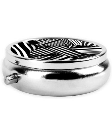 Black and White Geometric Round Pill Box Organizer | 3 Compartment Travel Pill Box | International Shipping Available - Buy Online on GoSupps.com