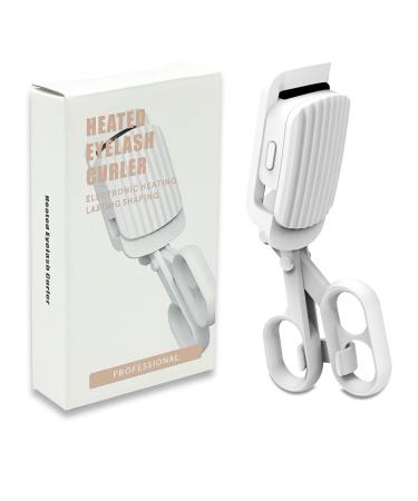 Heated Eyelash Curlers Electric Eyelash Curlers Rapid Heat-up Rechargeable Portable Heating Eyelash Curler with Silicone Pad - Long-Lasting Curls & Lifted and Natural Lashes White