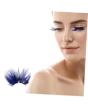 minkissy Halloween Eyelashes 1 Pair Stage Makeup Eyelash Blue Eyelashes Bushy Eyelashes Fake Lashes Halloween Performance Eyelashes Halloween Lashes Halloween Lashes Modeling Clothing Miss