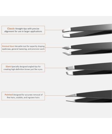 Beautylaa Professional Anti-Rust Stainless Steel Tweezers for Men and Women - Precision Sharp Tweezer Set for Eyebrows and Facial Hair with Travel Case - 4 Pack - Buy Online on GoSupps.com