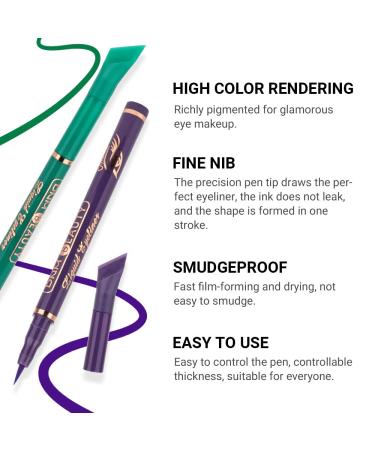 EVPCT 3Pcs Eyeliner Stamp Set - Waterproof Colored Eye Liner Stamps in Green, Royal Blue, and Nordic Purple - 3 Count Pack - Buy Online on GoSupps.com