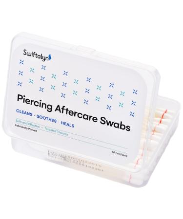Swiftalyn Piercing Aftercare Kit, 50Pcs Skincare Swabs, Each Swab Contains Effective Cleaner Solution to Clean, Soothe and Heal New, Irritated, Red & Angry Piercings and Piercings Bumps