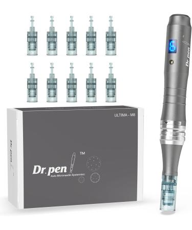 Dr.Pen M8 Microneedling Pen Wireless Micro Needling Devices Skin Care Tool Kit for Face Body Acne Scars Wrinkles with 5 pcs 16 pin + 5 pcs 36 pin 10 Replacement Cartridges