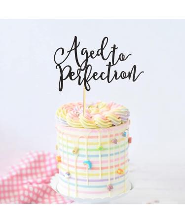 Arthsdite Aged to Perfection Cake Topper Happy Birthday Engagement Retirement Party Decorations Supplies - Black Glitter - Buy Online on GoSupps.com