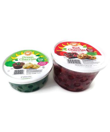 Sunripe Red and Green Cherries Glace Candied Fruit Holiday Baking 8 Ounce (Pack of 1)