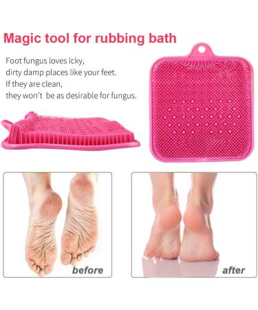 Siwinparts Pink Silicone Foot Scrubber for Shower with Self-Adhesive Hook - Foot Cleaner and Bath Mat for Foot Care - Buy Online on GoSupps.com