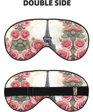 Eiffel Tower Rose Flower Print Eye Mask - Ultra-Soft & Light-Blocking for Optimal Comfort & Restful Sleep - International Shipping Available - Buy Online on GoSupps.com