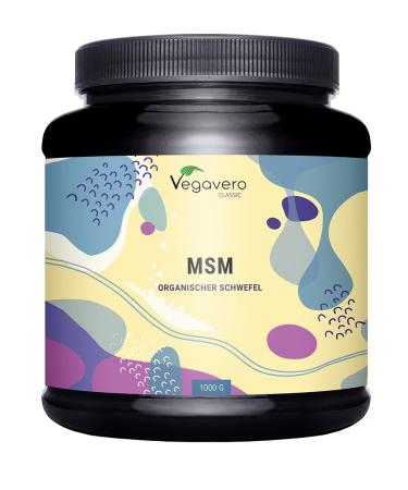 Pure MSM Powder 1kg Vegavero | Tub | Distilled Organic Sulphur | NO Additives & Non-GMO | Lab-Tested Methylsulfonylmethane MSM Supplements | MSM Powder 1000g | Vegan Container