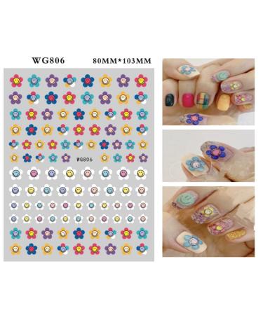 8 Sheet Cute Kids Nail Stickers - Self-Adhesive Nail Art Decals for Holiday Christmas - Colorful Rainbow Design - Nail Supplies & Accessories - Buy Online on GoSupps.com