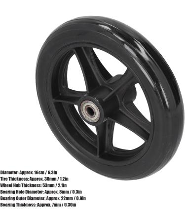 16cm Black PU Wheelchair Wheel Replacement with Metal Ball Bearing Thickened 5-Hole Hub Rollator Solid Wheel Walker Caster Accessory - Buy Online on GoSupps.com