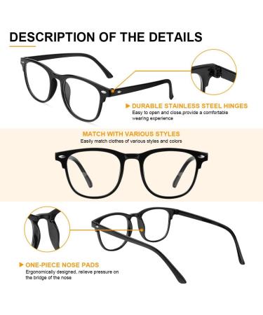 Aomig Blue Light Glasses - Anti-Blue Light Round Gaming Glasses for PC | Fashionable Unisex Eyewear to Relieve Tiredness (Black) - Buy Online on GoSupps.com