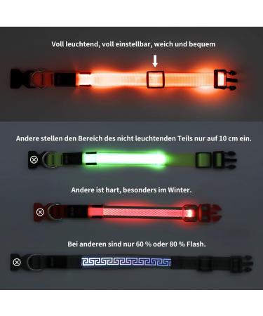 KOSKILL LED Dog Collar - Waterproof & Adjustable Bright Light Collar for Medium & Large Dogs (Orange L) - Rowable USB Rechargeable - Buy Online on GoSupps.com