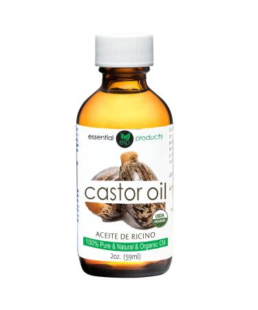 ELP Pure Organic Castor Oil - Promotes Hair Eyebrow and Eyelash Growth - Diminishes Wrinkles and Signs of Aging - Hydrates and Nourishes Skin - 100% Pure 2 fl oz