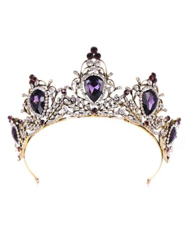 Beaupretty Baroque Crown Vintage Rhinestone Amethyst Crown Hair Accessories Wedding Party for Women