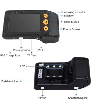 Portable Digital Magnifier 3.5 Inch LCD Screen Digital Magnifier with Foldable Handle Low Vision Electronic Video Reading Aids 2x-25x Zoom for Reading Small Prints (Black) - Buy Online on GoSupps.com