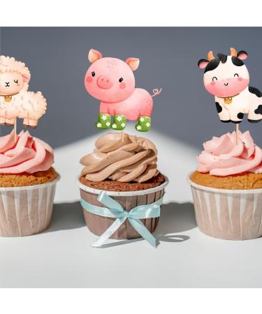 SLOCIEGO Farm Cupcake Topper - 40 PCS Farm Animals include Pig Cow Horse Chicken Cake Topper Party Decorations for Kids Birthday Baby Shower Barnyard Cartoon Cupcake Topper Picks Party Supplies - Buy Online on GoSupps.com