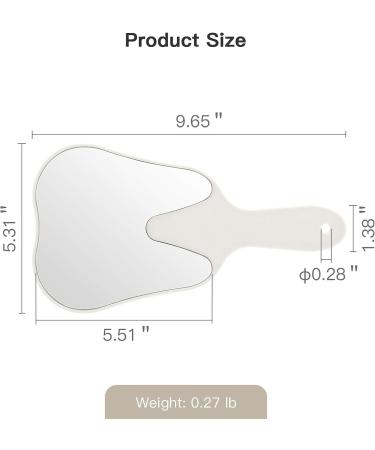 Annhua Handheld Tooth-Shaped Hand Mirror - Small Face Mirror with Handle for Dentist Office, Clinic, Bathroom, Barber & Salon | White - Buy Online on GoSupps.com