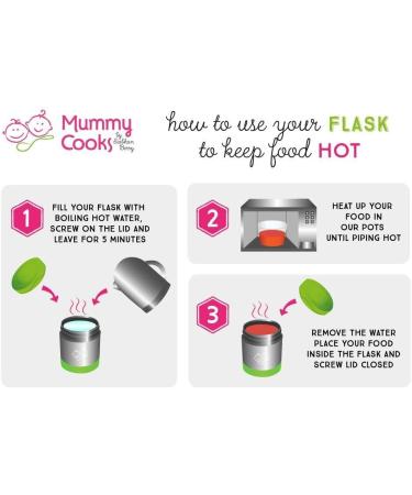 Mummy Cooks Insulated Children's Food Flask 300ml (Pink) | Free Stickers - Buy Online on GoSupps.com